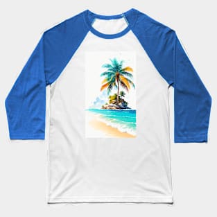 Entspannendes Strandfoto: Naturschönheit mit Wellen und Palmen Baseball T-Shirt